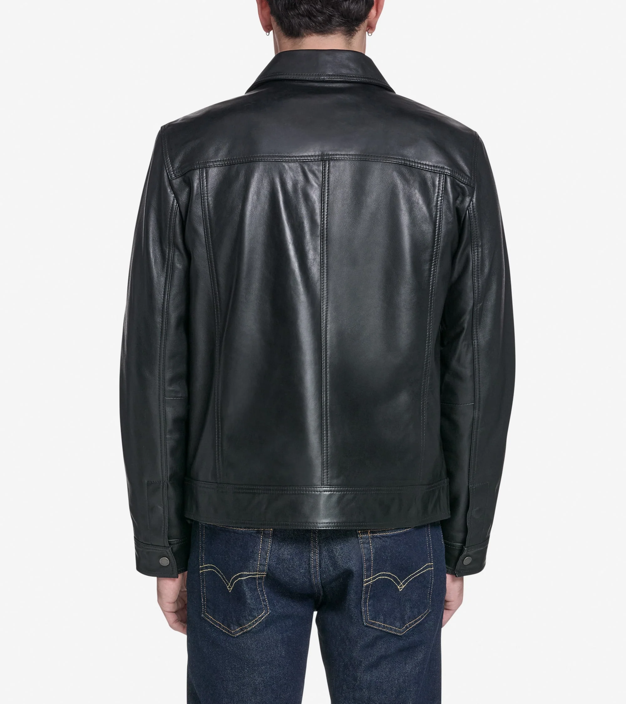 Men's Leather Trucker Jacket - Image 2