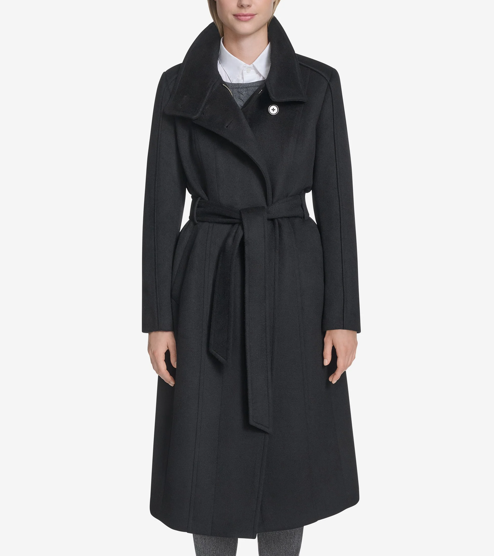Women's Slick Wool Belted Coat